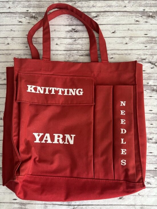 Westex Handbags - Vintage Red Needlecraft Knitting Needlework Crafts Project Tote Bag MCM